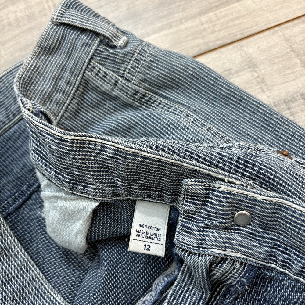 OshKosh B'gosh Vintage Hickory Striped Work Pants Railroad Women 12 Short Blue - Picture 8 of 16